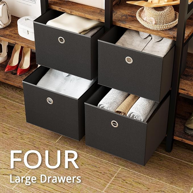 IRONCK Garment Racks with Shelves 4 Drawers and 8 Hooks Heavy Duty Closet - Image 5