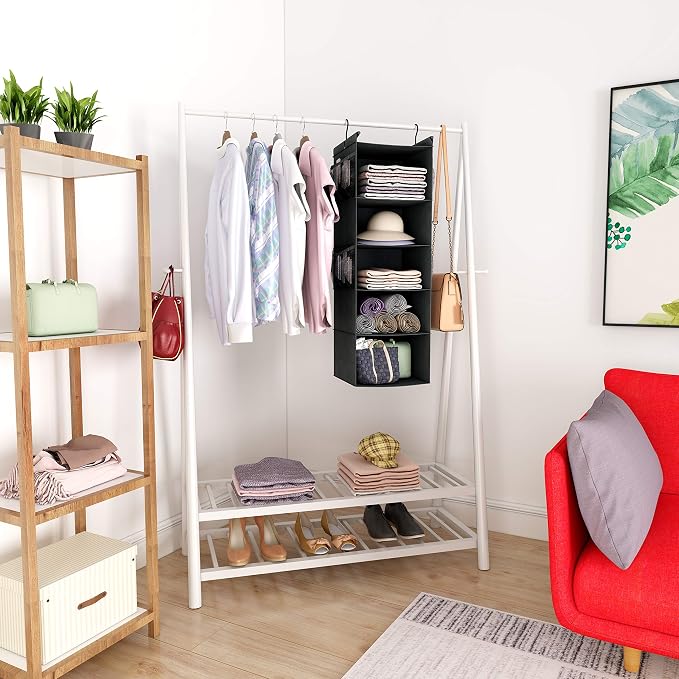 MAX Houser 5-Shelf Hanging Closet Organizer, Space Saver, Cloth Hanging Shelves - Image 6
