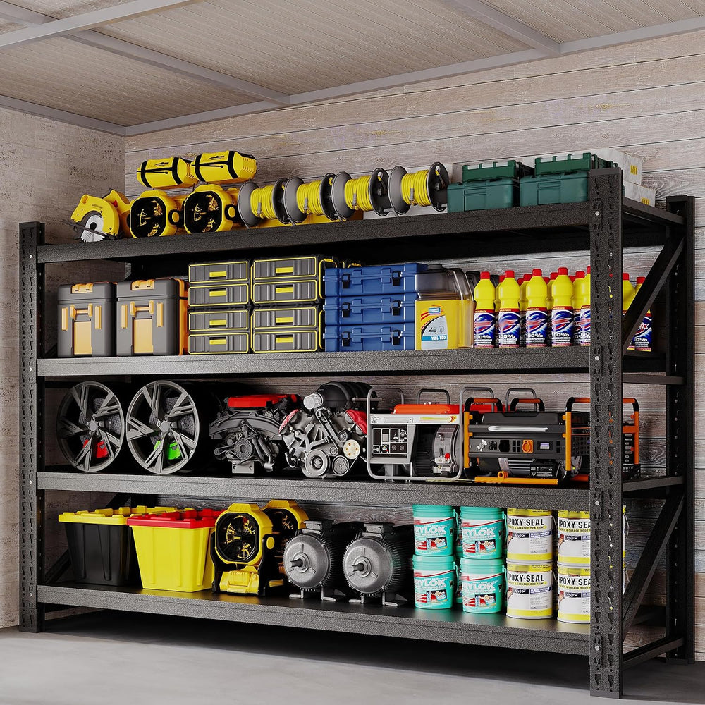BYNSOE 77" W Storage Shelves 9000lbs Garage Metal Shelving Heavy Duty Ga...