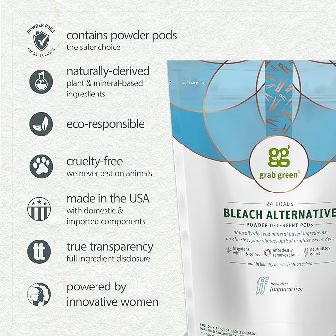 Grab Green Bleach Alternative Pods, Chlorine Free, Fragrance Free, Plant and - Image 3