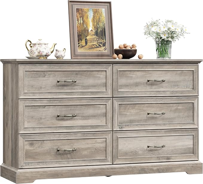 6 Drawer Dresser for Bedroom, Rustic Farmhouse Dresser - Image 7