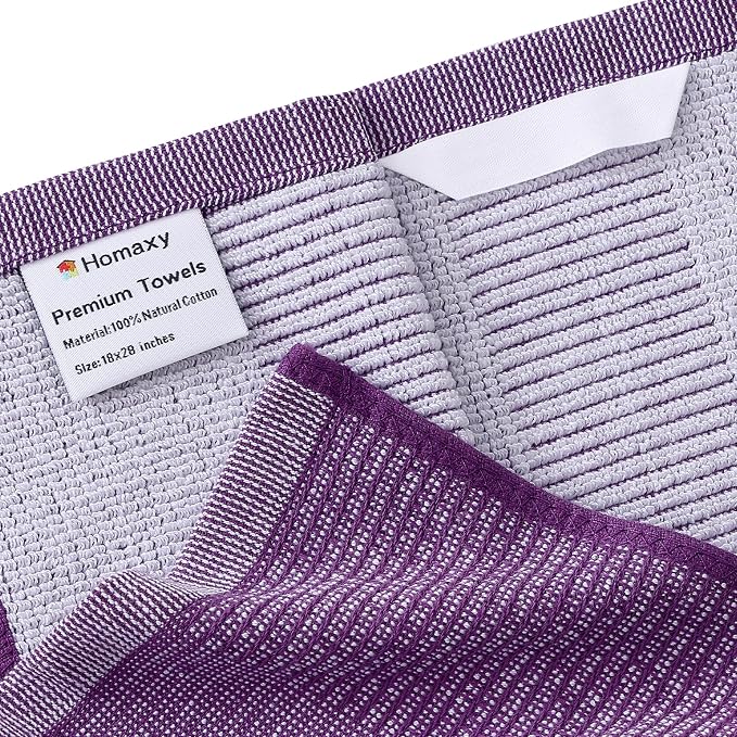 Homaxy Premium Kitchen Towels, Large Cotton Kitchen Hand Towels, Flat and Terry - Image 2