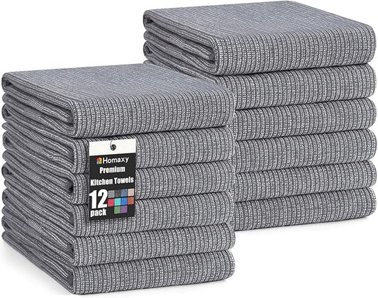 Homaxy Premium Kitchen Towels, Large Cotton Kitchen Hand Towels, Flat and Terry by Homaxy