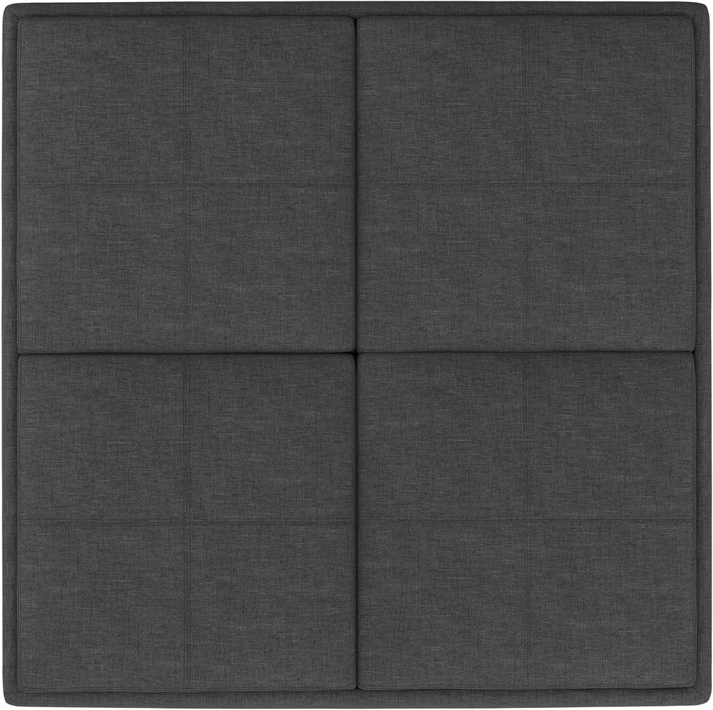 SIMPLIHOME Avalon 35" Wide Linen Look Fabric Square Ottoman in Slate Grey