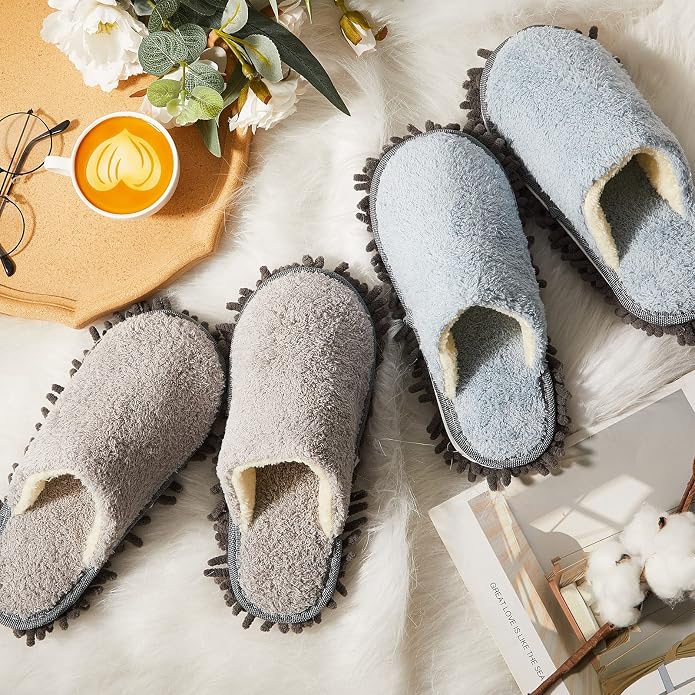 Jecery 2 Pair Microfiber Slippers Floor Cleaning Chenille Mop Slippers Base - Image 4