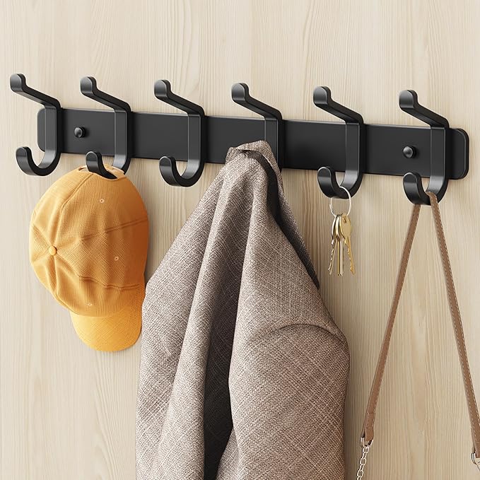 Coat Rack Wall Mounted Heavy-Duty: Metal Coat Hanger 6 Hooks - Image 8