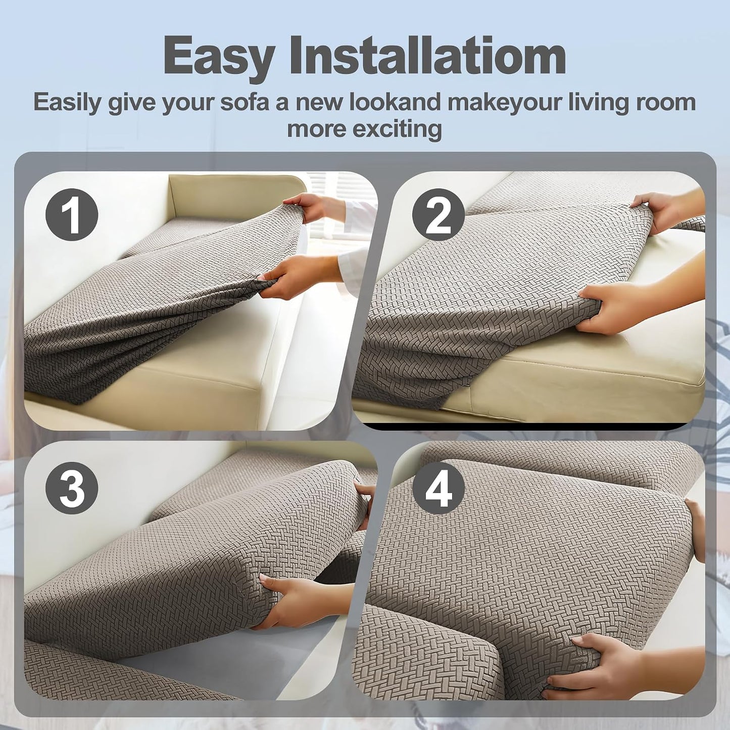 2 Piece RV Couch Covers for Sofa Bed，RV Jackknife Sofa Cover for Stretchable Backrest & Seat Covers, Non Slip Washable Furniture Slipcover for Pet Friendly