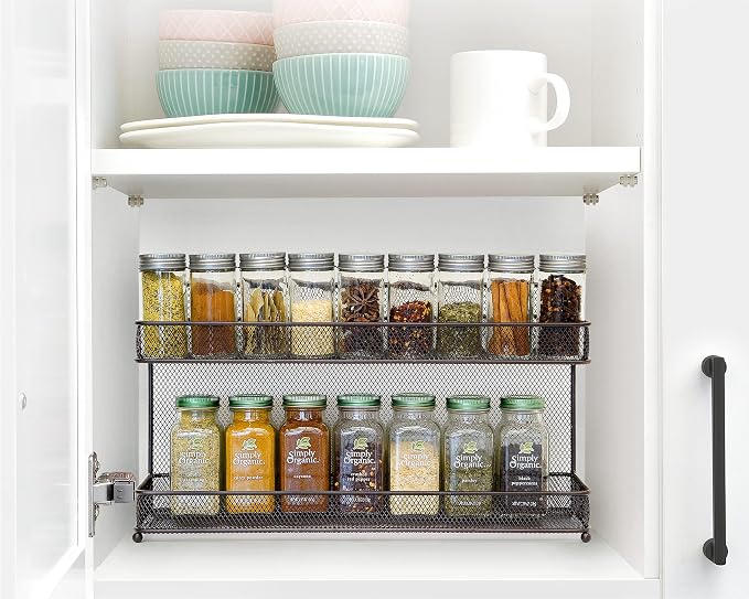 CAXXA 2 PK 2 Tier Mesh Kitchen Counter-top or Wall Mount Spice Rack Jars - Image 4