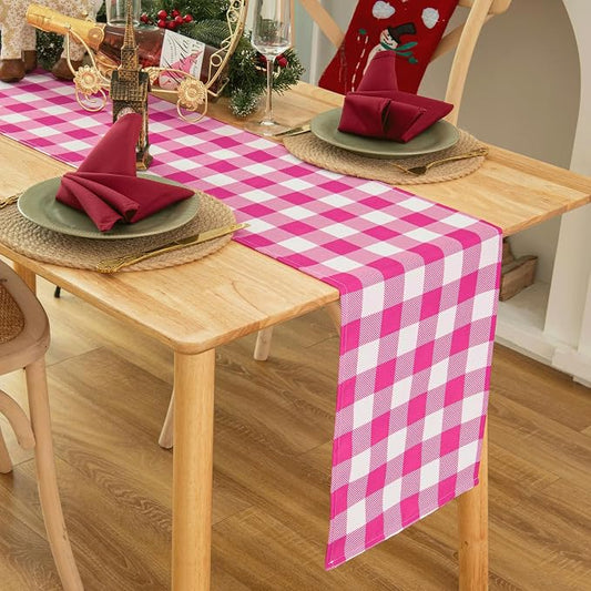 Waterproof Checkered Tablecloth Runner Fabric by Essifunia
