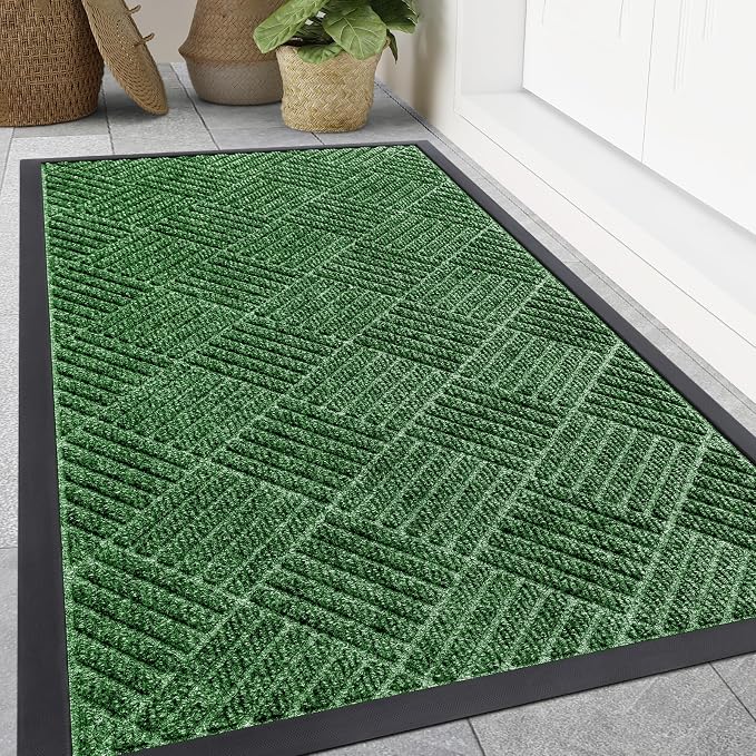 Smiry Front Door Mat Outside Entrance, Heavy Duty Outdoor Indoor Natural Rubber by Smiry