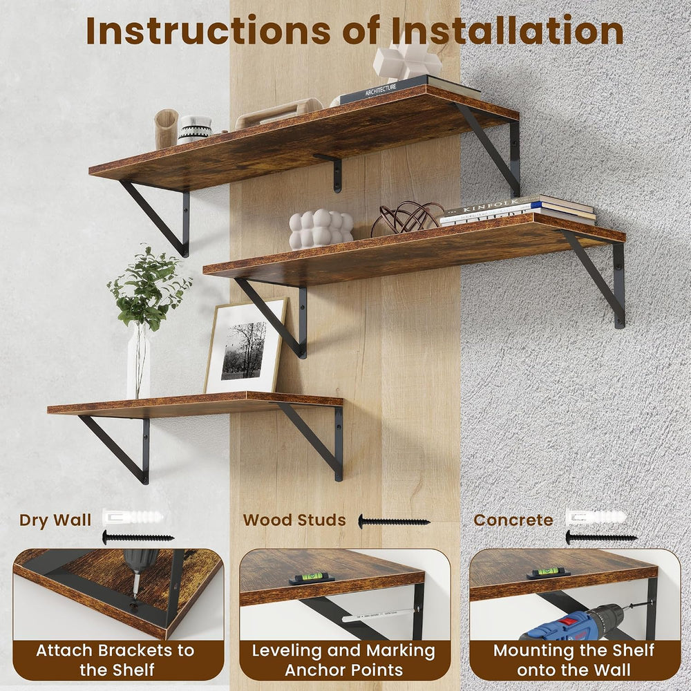 Acovy Floating Shelves for Wall Decor,24" Wx8 D Wall Mount Floating Book...