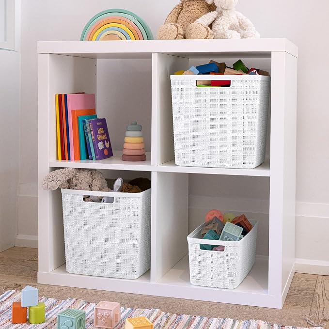 Curver Jute Decorative Plastic Organization and Storage Basket Perfect Bins - Image 6