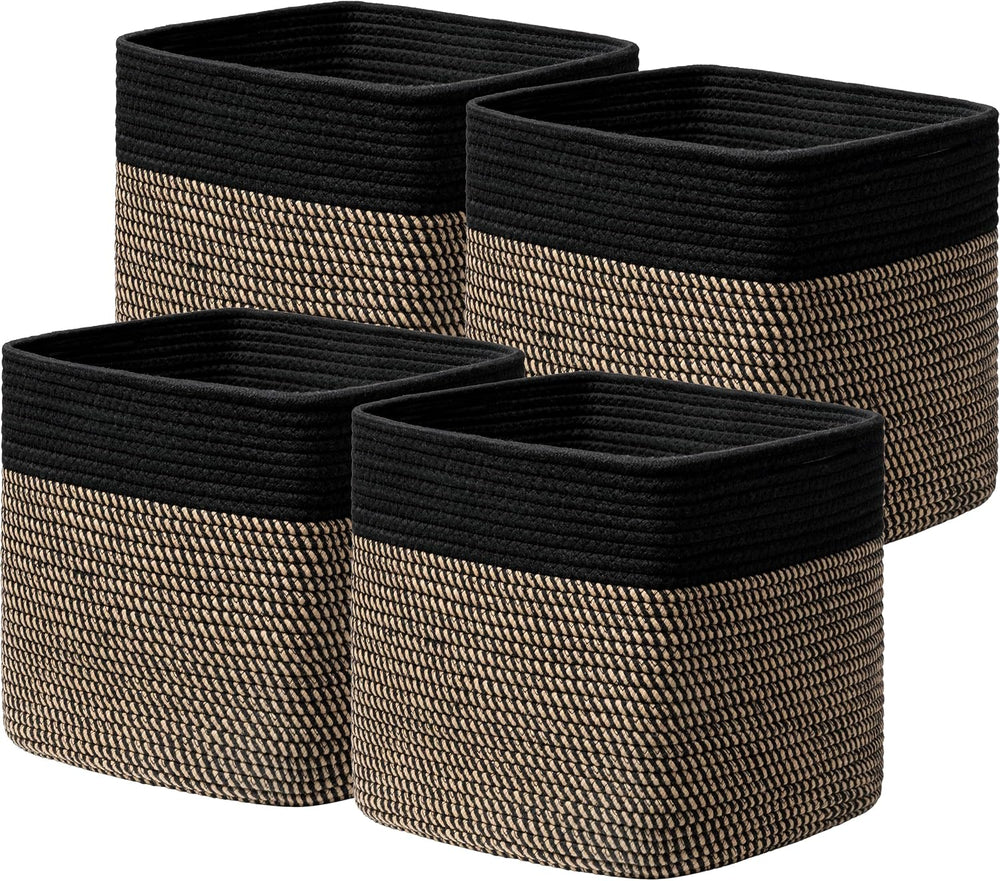 joybest 11inch Cube Storage Bins, Cotton Rope Woven Organizer Basket