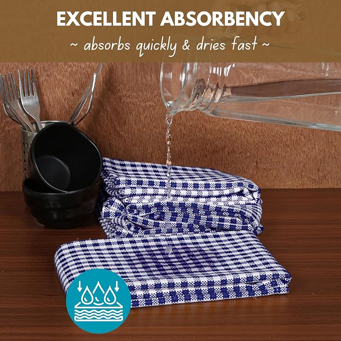 Native Fab 12 Pack Gingham Mini Check Kitchen Dish Towel Cotton Durable - Image 2