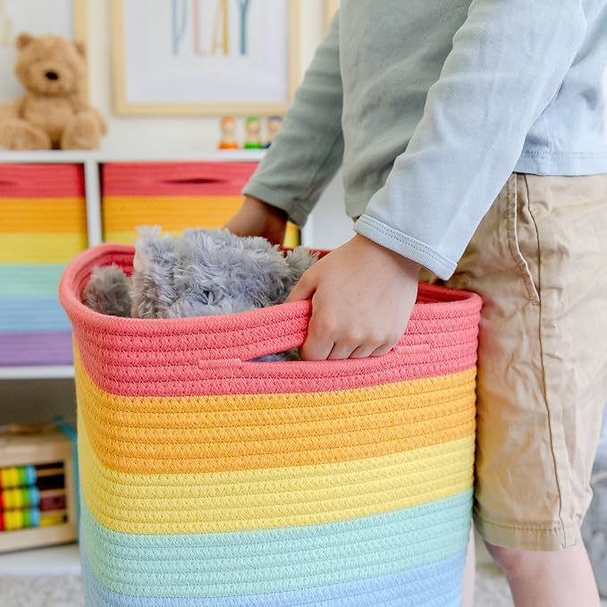NaturalCozy Storage Cubes 11 Inch Cotton Rope Woven Baskets - Image 7