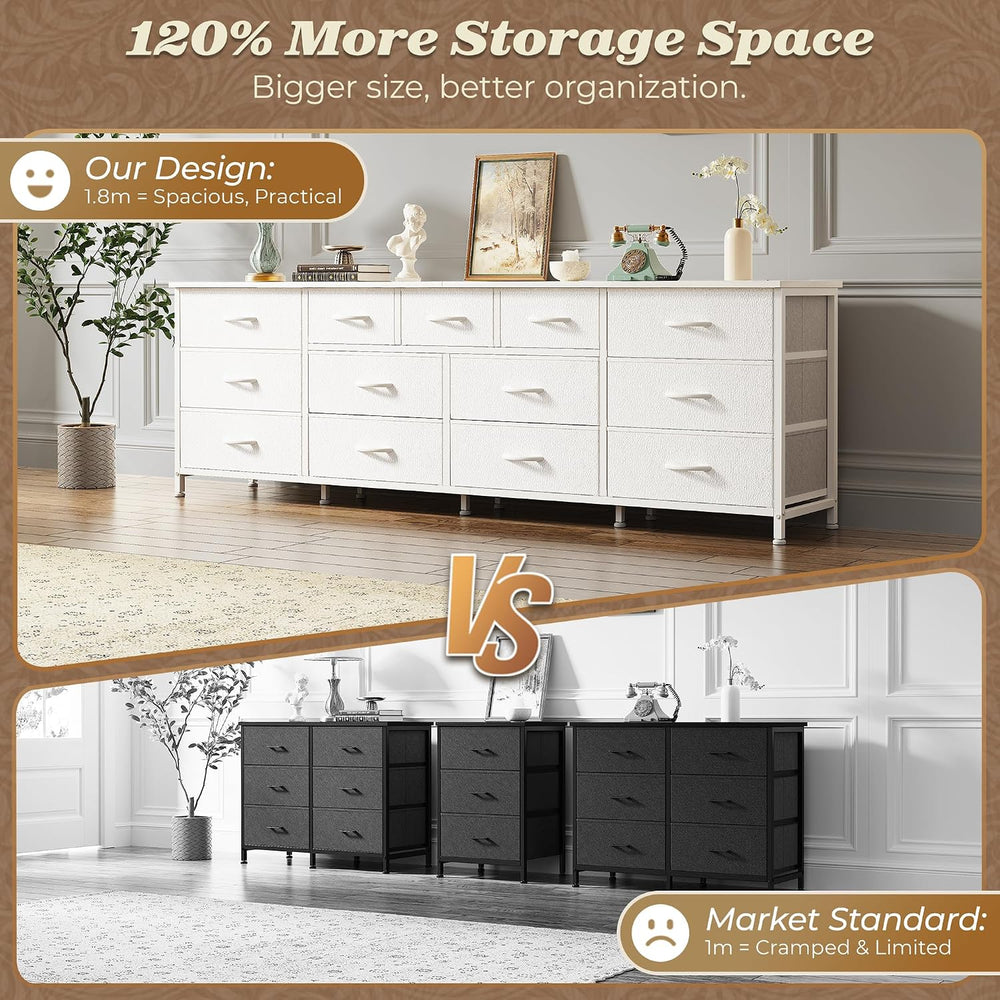 Huuger 70 Inch Long Dresser for Bedroom, TV Stand for 65, 75, 80 Inch TV