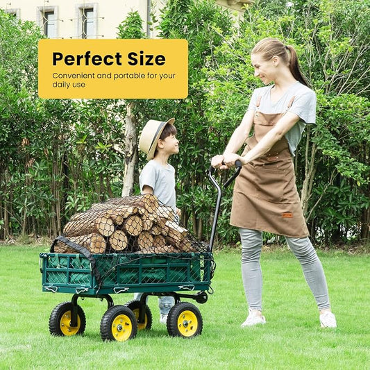VIVOHOME Heavy Duty 400 Lbs Capacity Mesh Steel Garden Cart Folding Utility - Image 2