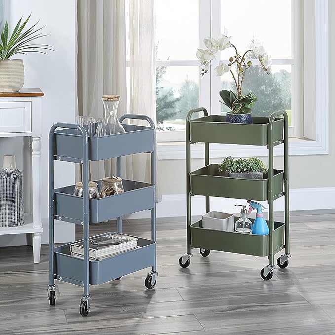SunnyPoint 3-Tier Delicate Compact Rolling Metal Storage Organizer - Image 4