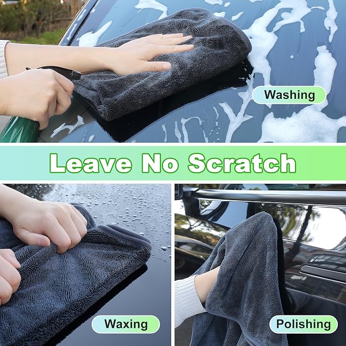 JOYMOOP Microfiber Towels for Cars, 2 Pack 35.4" x 23.6" Car Drying Towel - Image 3
