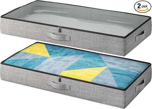 2-Pack Under Bed Storage Containers, 4.5 Inches Tall Low Profile Underbed by Makestorageclosetolife