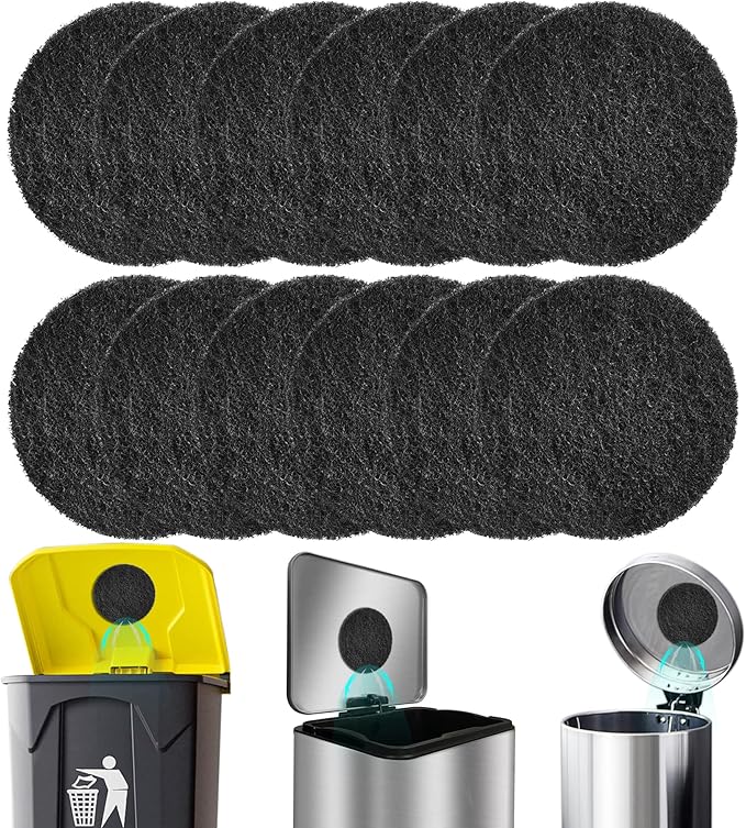 12-Pack Universal Stick-on Trash Can Odor Absorbing Filters, Thick Design by Home