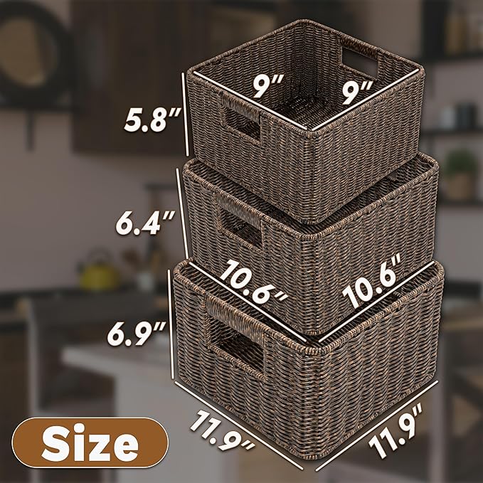 myHomeBody Wicker Storage Basket, Storage Cubes, Woven Baskets - Image 2