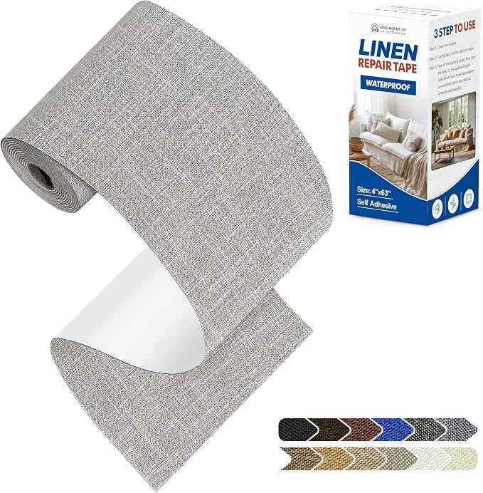 KING MOUNTAIN Linen Repair Patches, Self-Adhesive Fabric Patches, 4 X 63 inch by ForABetterHomeLife