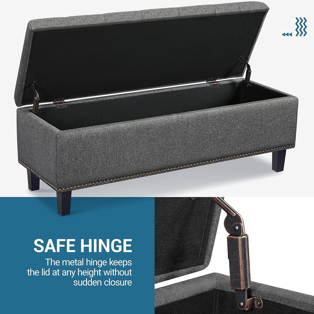 Yaheetech 49in Square Storage Ottoman Coffee Table with Nailhead, Dark Gray