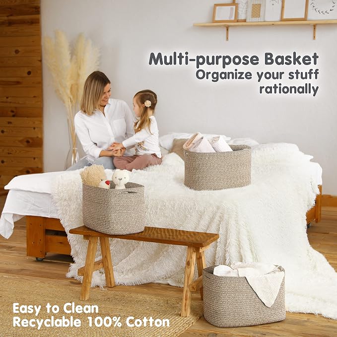 CHAT BLANC Cotton Rope Baskets for Organizing | Storage Baskets for Shelves | - Image 5