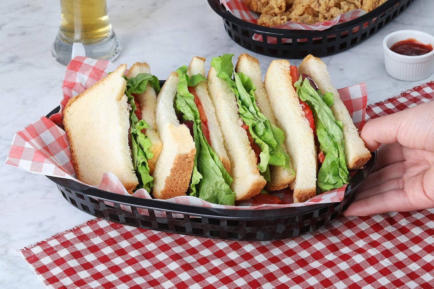 New Star Foodservice Fast Food Baskets, 10.5 x 7 Inch, Set of 12, Black