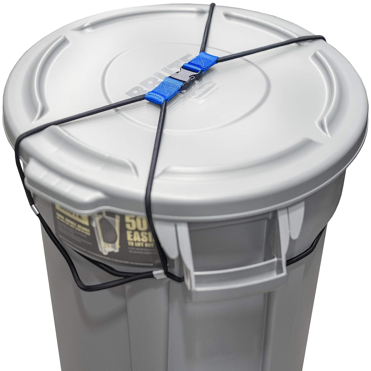 ENCASED Extra Large Trash Can Lock for Animals/Raccoons, Bungee Cord Heavy Duty Extra Large Outdoor Garbage Lid Lock (Fits 50-96 Gallon Trash Can)(Trash Can NOT Included)