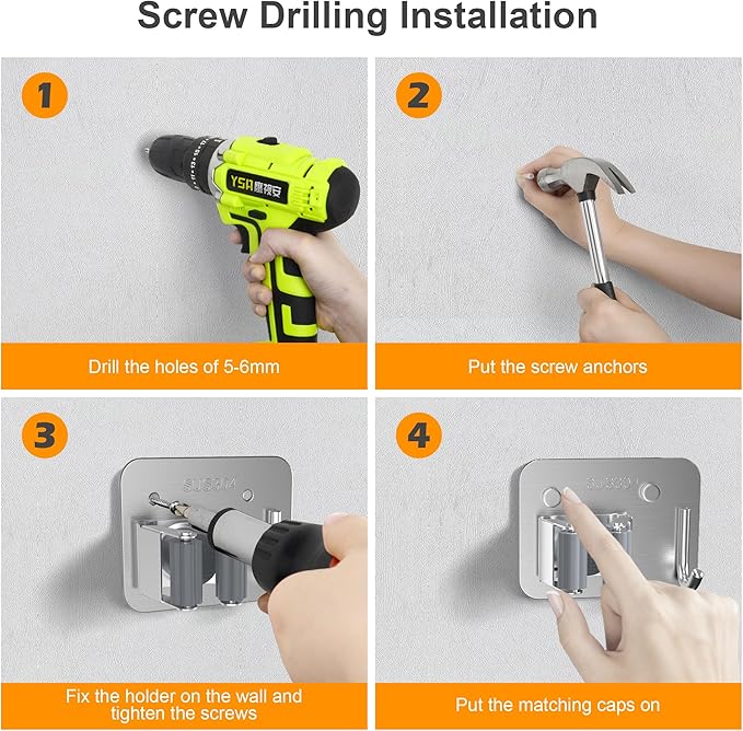 4 Pack Stainless Steel Mop and Broom Holder Wall Mount - Image 8