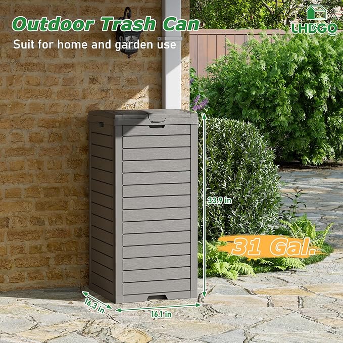 Outdoor Trash Can, 31 Gallon Garbage Can - Image 2