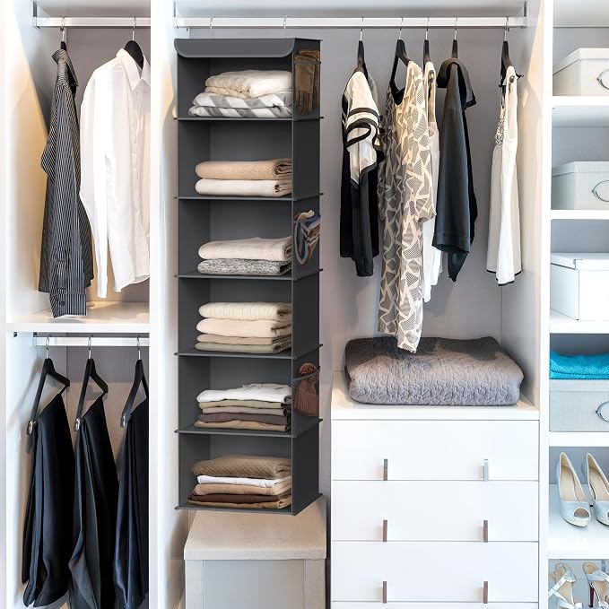 Simple Houseware 6 Shelf Hanging Closet Organizer, Dark Gray - Image 2