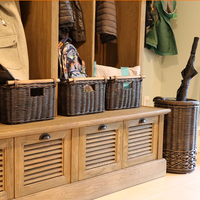 The Basket Lady Deep Pole Handle Wicker Storage Basket, 13.5 in L x 14 in W x 9 - Image 3