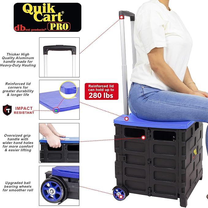 dbest products Quik Cart Pro Wheeled Rolling Crate Teacher Utility - Image 3