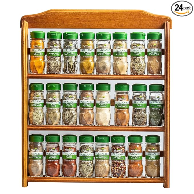 McCormick Gourmet Three Tier Wood 24 Piece Organic Spice Rack Organizer by McCormickGourmet