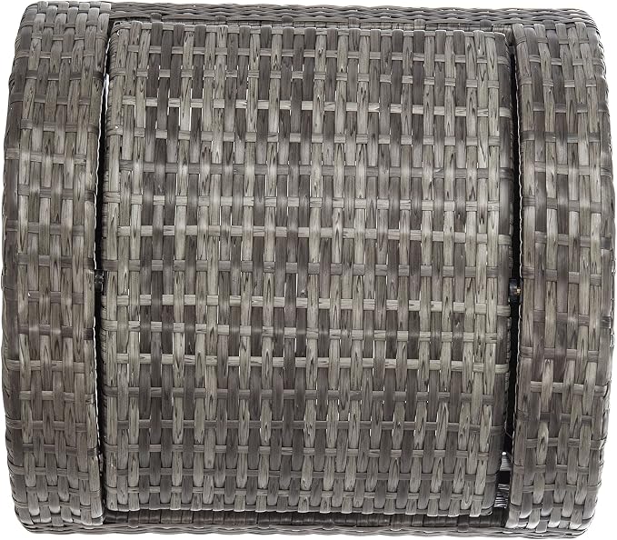 SAFAVIEH Outdoor Collection Mazeli Grey Brown Woven Swing Top Dome Lid Trash - Image 13