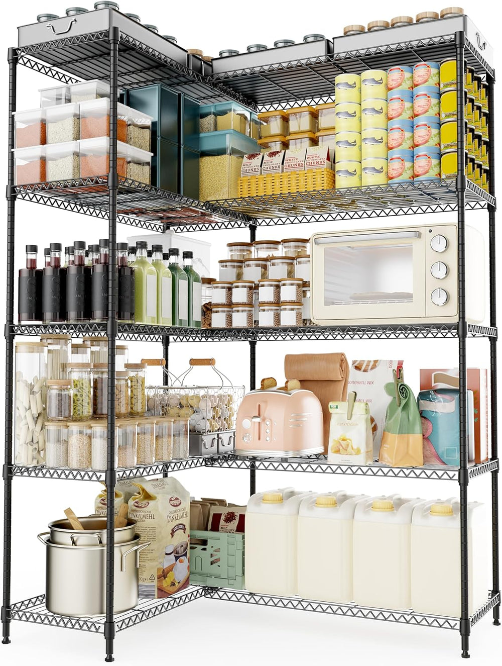 5 Tiers Storage Shelves Load 1500LBS, Metal Shelving Wire Metal Shelving Unit