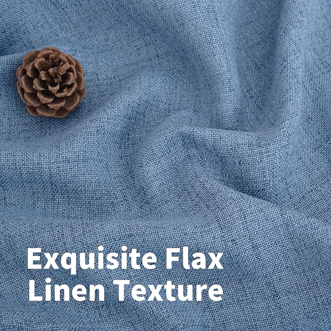 YoungsTex Denim Blue Linen Curtains 48 Inch Length - Image 4