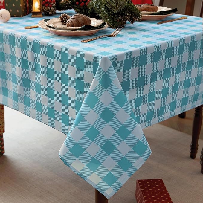 Classic Gingham Plaid Tablecloth Fabric by Essifunia