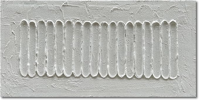 NANKAI Art 24x48 Inchs White Minimalist Art Oil Painting Hand Painted Thick by NANKAIOilPaintingArt