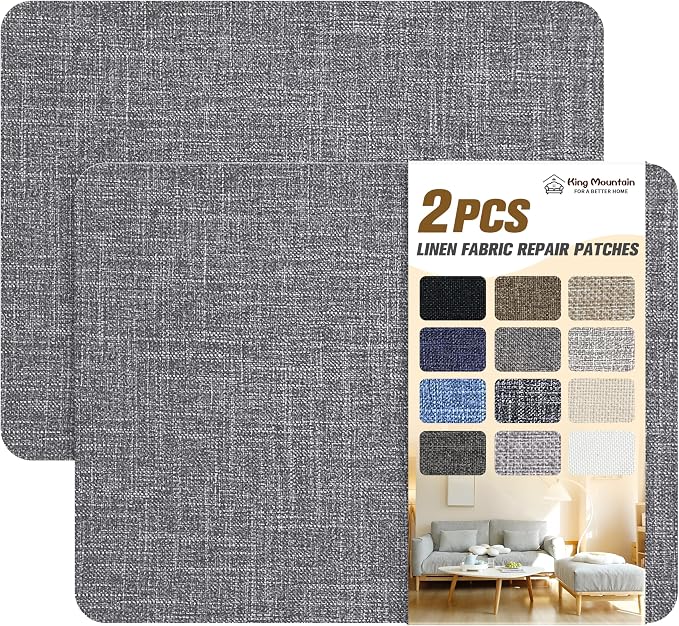 KING MOUNTAIN Fine Linen Repair Patches, Dark Grey, Self-Adhesive, Rectangular by ForABetterHomeLife