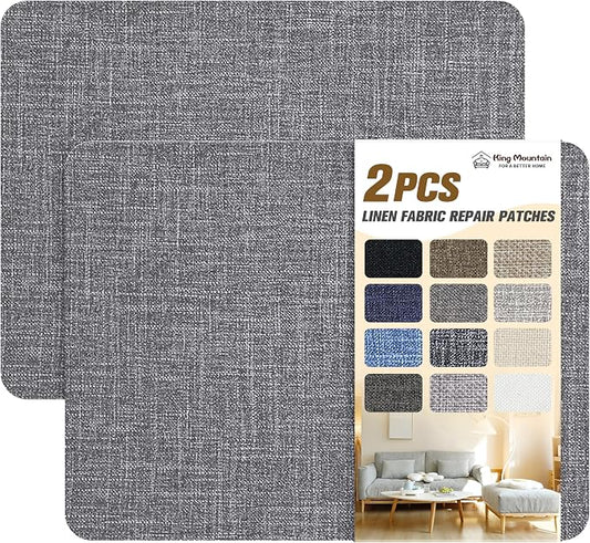KING MOUNTAIN Fine Linen Repair Patches, Dark Grey, Self-Adhesive, Rectangular by ForABetterHomeLife