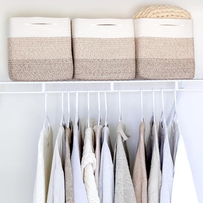 NaturalCozy Storage Cubes 11 Inch Cotton Rope Woven Baskets - Image 5