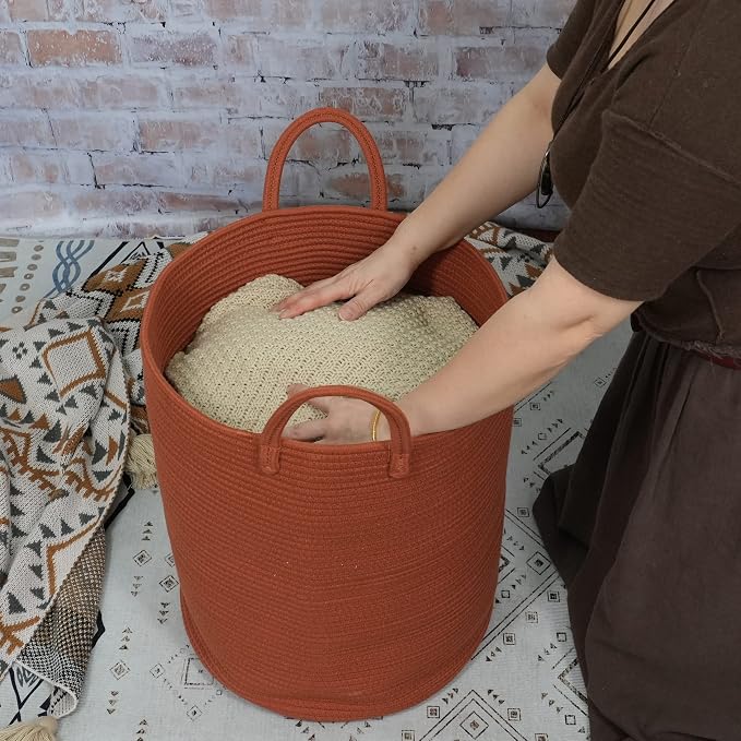 Cotton Rope Laundry Basket Hamper - Image 3