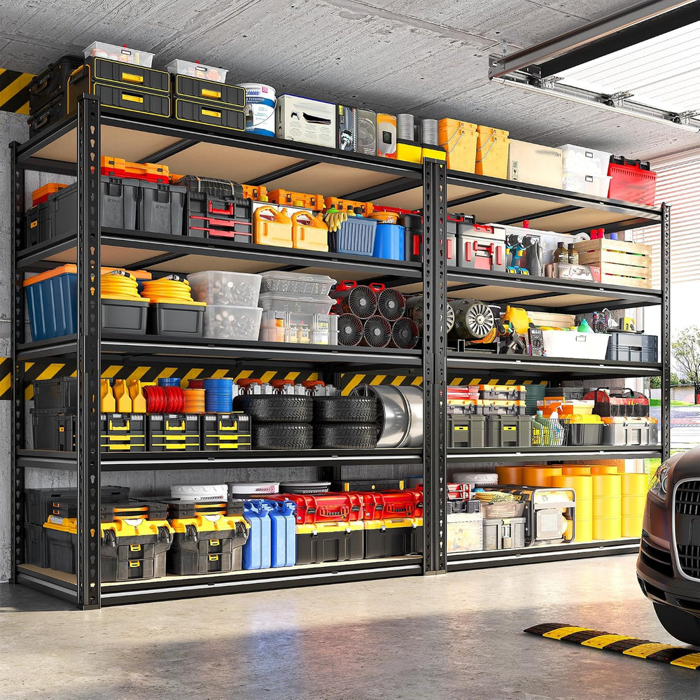 REIBII 48" W Garage Shelving 3080LBS Storage Shelves 5 Tier Heavy Duty S...