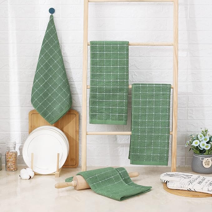 Homaxy 100% Cotton Terry Kitchen Towels, Checkered Designed, Soft and Super - Image 6
