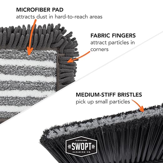 SWOPT 24” Microfiber Dust Mop, Angle Broom + 48” & 60" Steel Handles, Combo — - Image 7