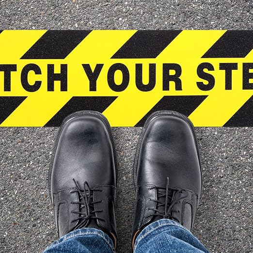 Boao 6 Pieces Watch Your Step Stickers Sign 6 x 24 Inch Caution Watch Your Step - Image 3